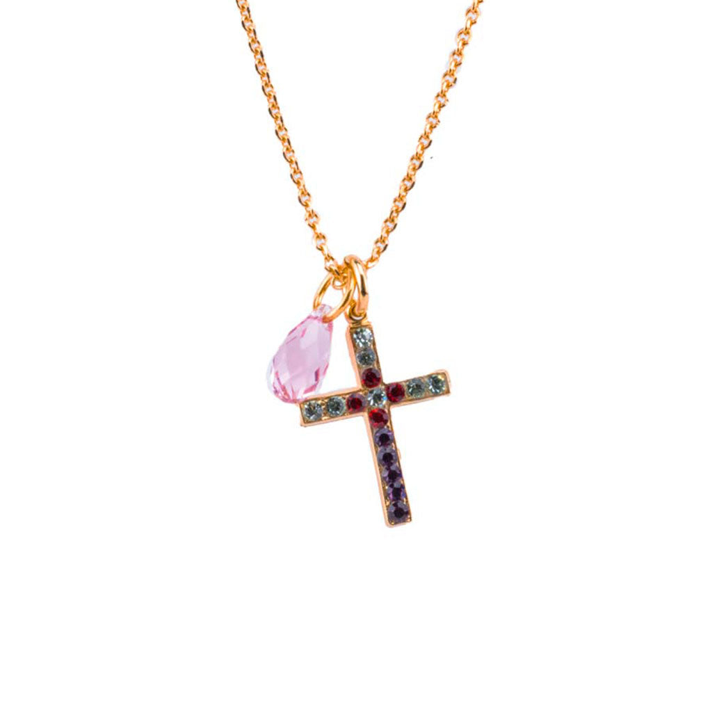 Petite Cross Pendant with Briolette in "Enchanted" *Preorder*