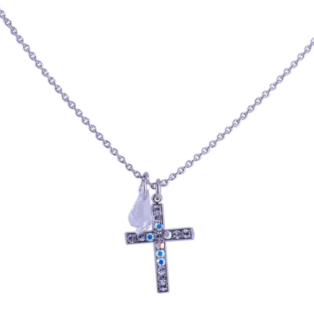 Petite Cross Pendant with Briolette in "Winds of Change" *Custom*