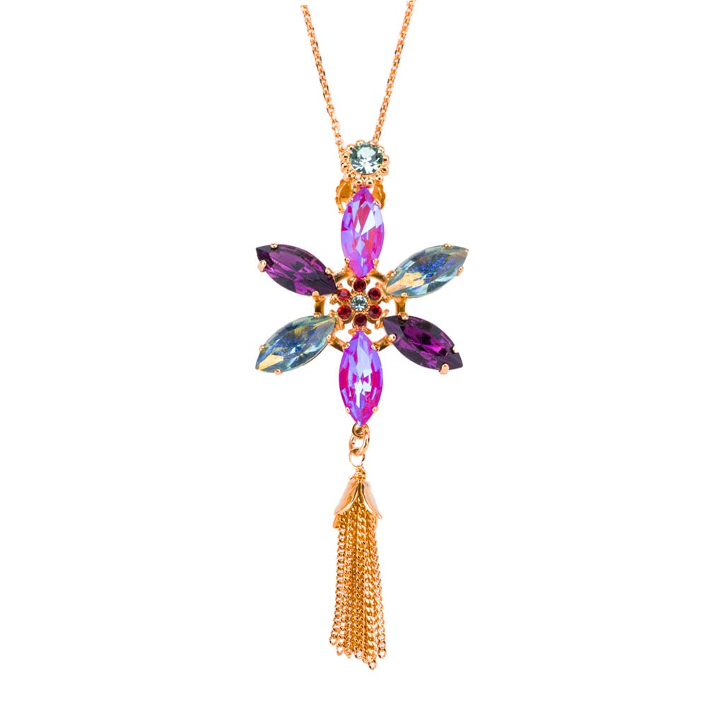Marquise Flower Pendant With Tassel in "Enchanted" *Custom*