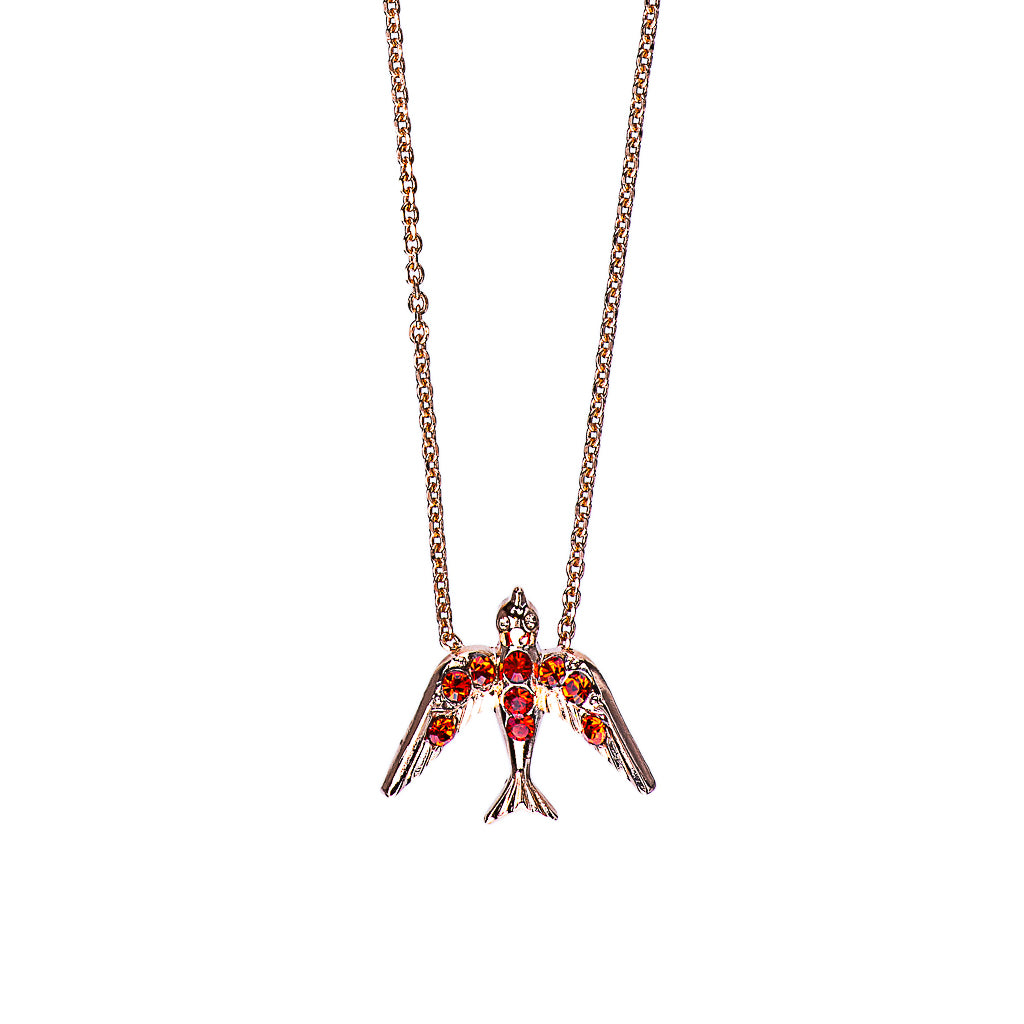 Bird Pendant Necklace in "Hibiscus" *Custom*