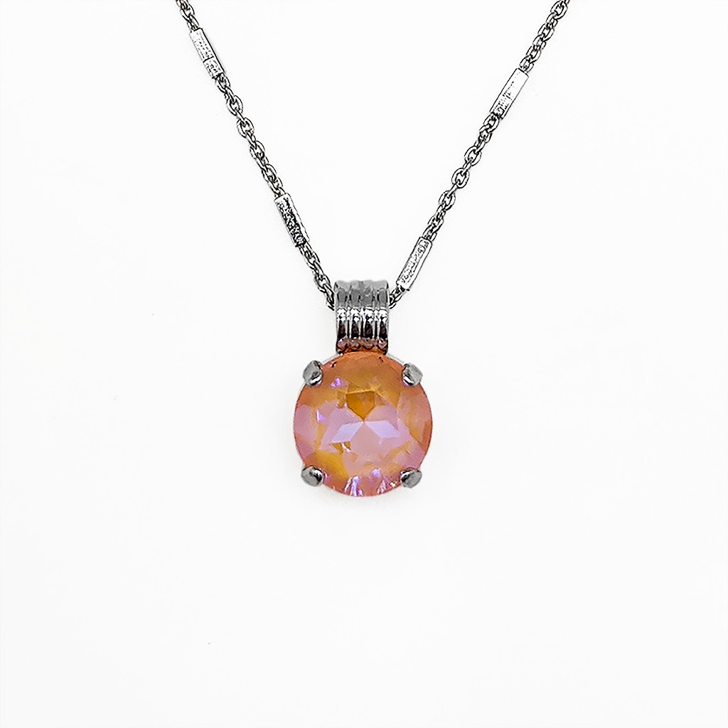 Large Round Single Stone Pendant in Sun-Kissed "Peach" *Custom*