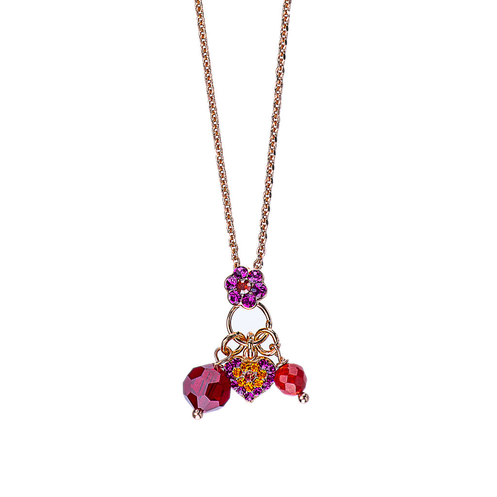Petite Flower Heart Charm Pendant in "Hibiscus" *Preorder*