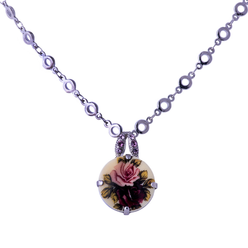 Extra-Luxurious Single Stone Pendant with Bale in "Painted-Flower" *Custom*