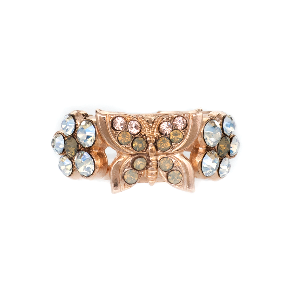 Flower and Butterfly Adjustable Ring in "Peace" *Preorder*