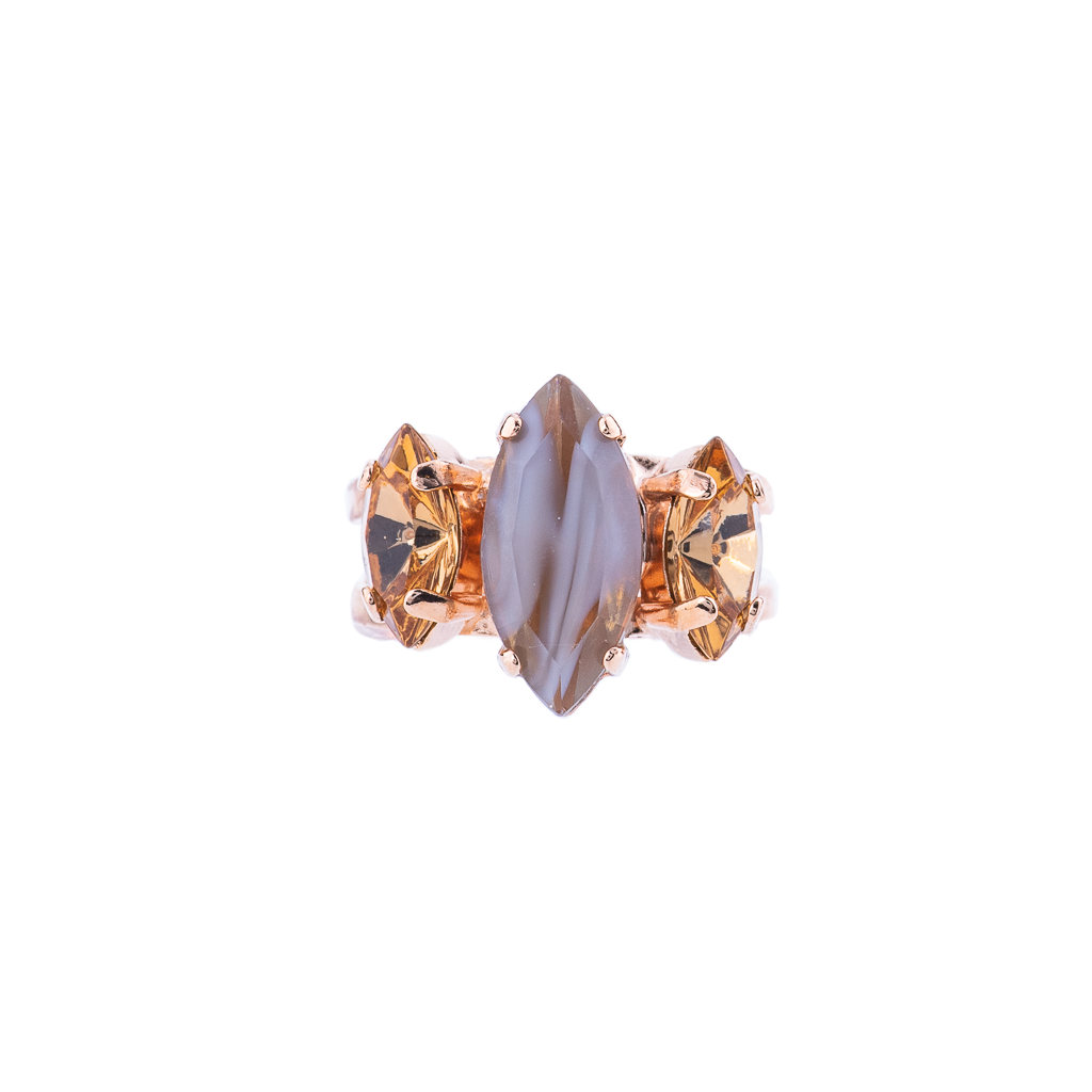Triple Marquise Stone Adjustable Ring in "Earl Grey" *Preorder*