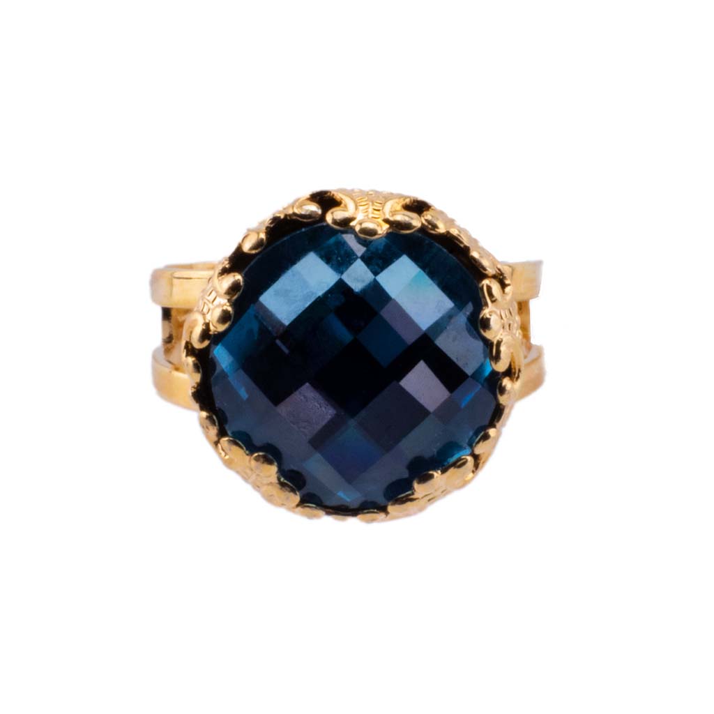 Extra Luxurious Faceted Ring in "Denim Blue" *Custom*