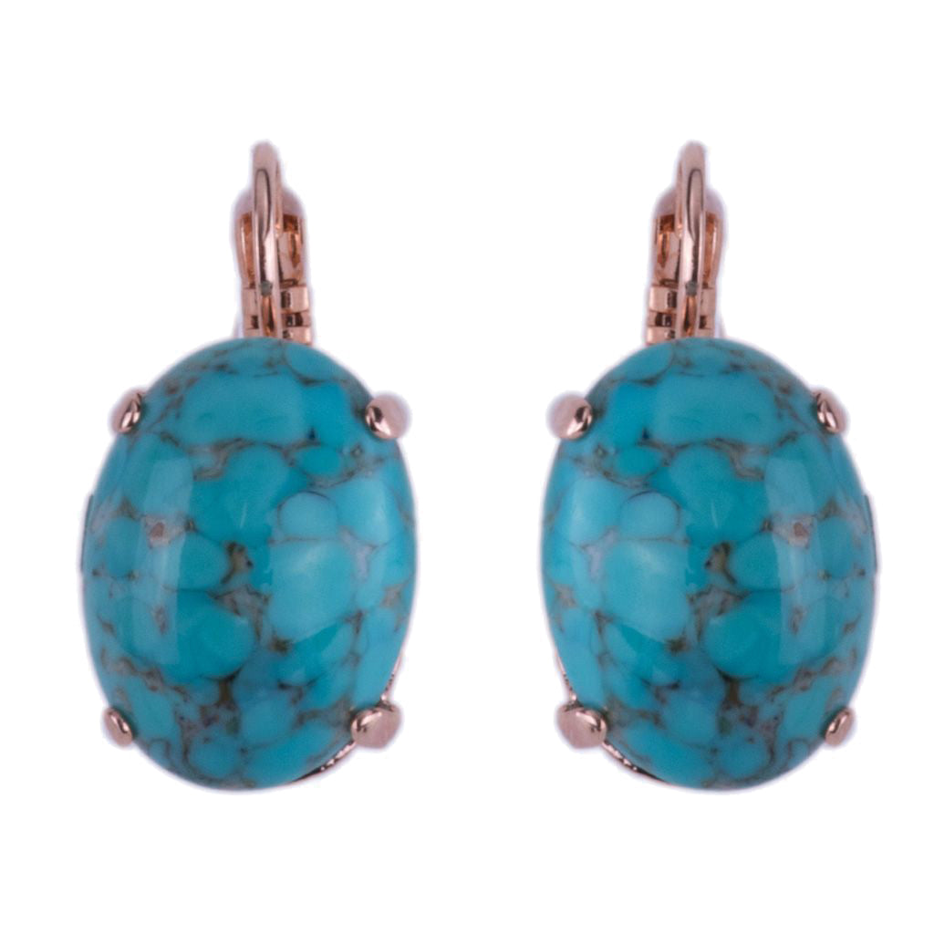 Oval Leverback Earrings in "Turquoise" *Custom*