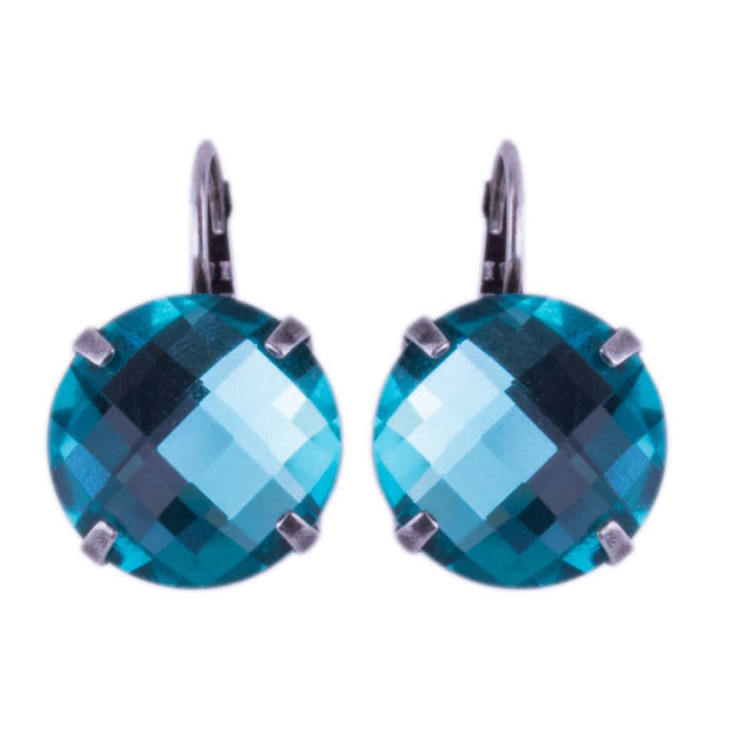 Extra Luxurious Single Stone Leverback Earring in "Light Turquoise" *Custom*